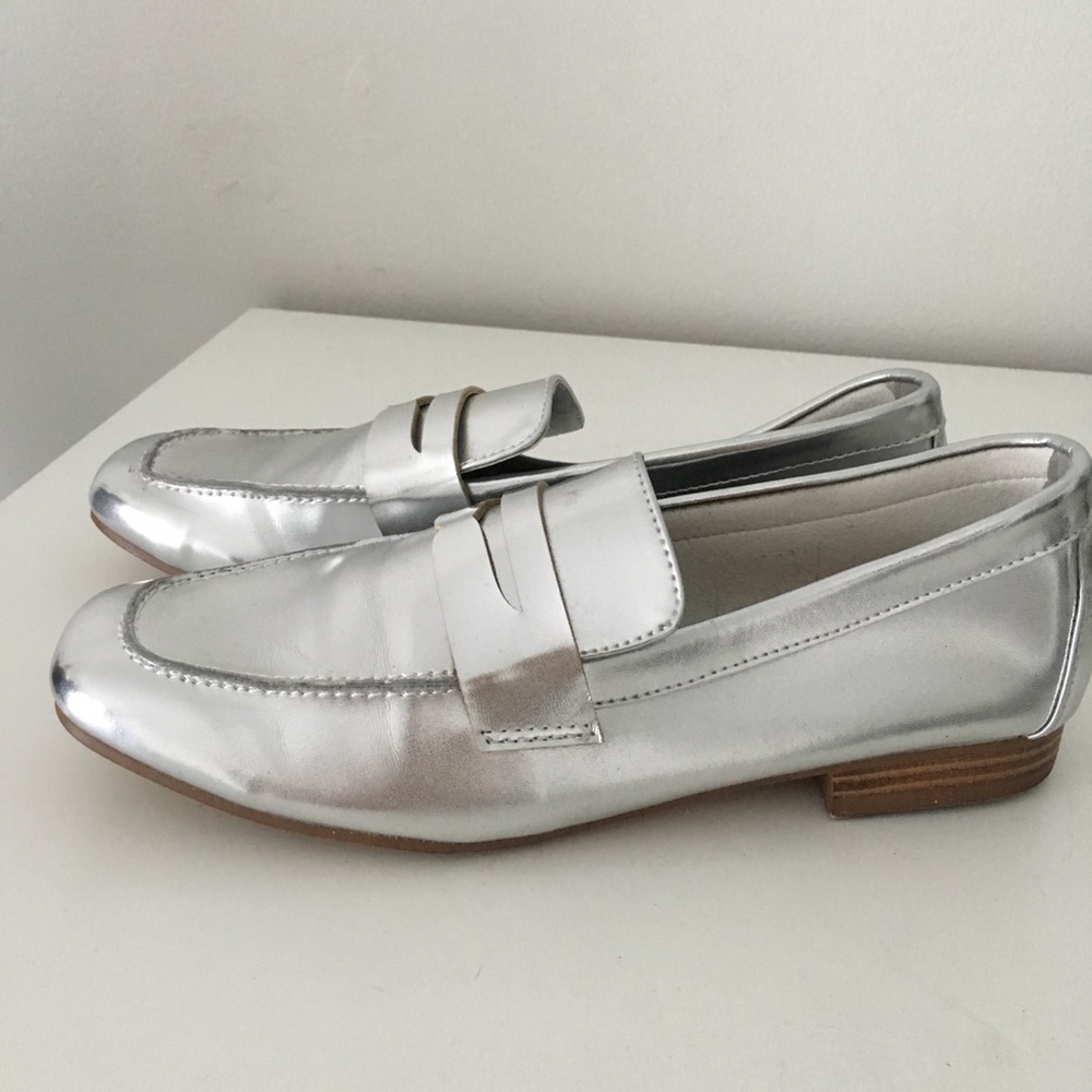 Silver Loafers Flats